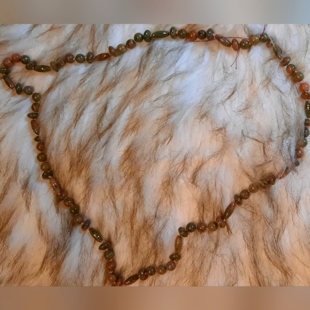 26 inch Unakite hand-knotted necklace